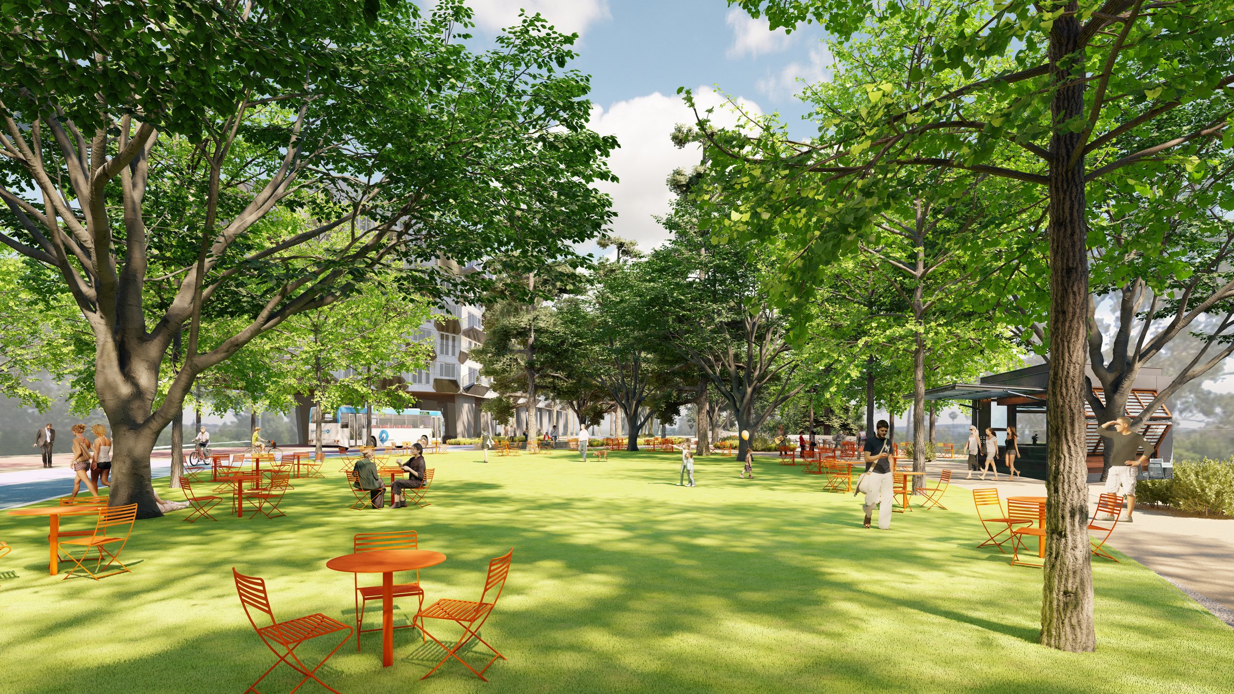 A rendering of the park that would replace the Marina Freeway